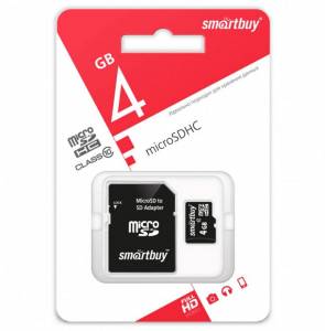   SmartBuy microSDHC 4GB Class10 + SD adapter (SB4GBSDCL10-01)