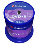 Оптические диски Verbatim DVD+R Matt Silver 4,7GB 16x 100 Pack Spindle 43551