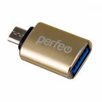 Переходник Perfeo USB3.0 - microUSB (PF-VI-O012) Gold