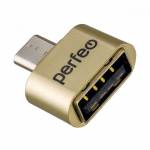 Переходник Perfeo USB2.0 - microUSB (PF-VI-O011) Gold